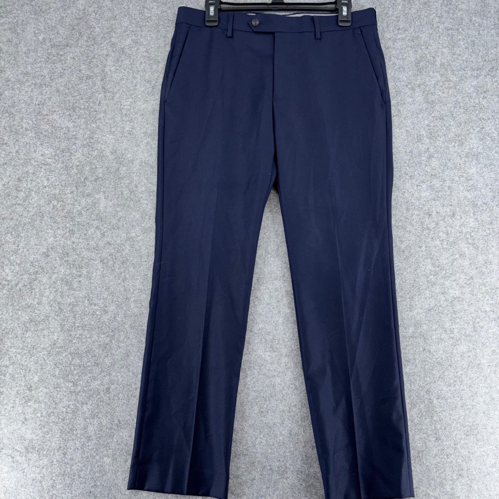 Buttoned Down Mens Navy Blue 100% Wool Slim Fit Dress Pants 30x28 Flat Front